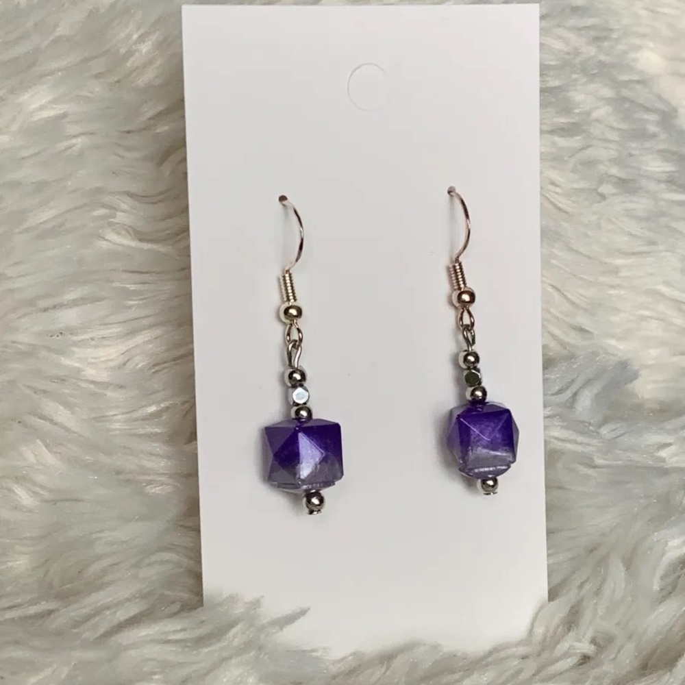 Pearlescent purple drop earrings